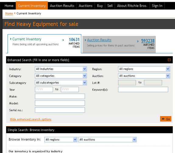 Search through Current Inventory