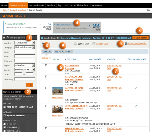 What you can do on the Search Results page