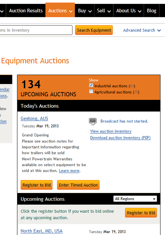 Find the auction on the calendar