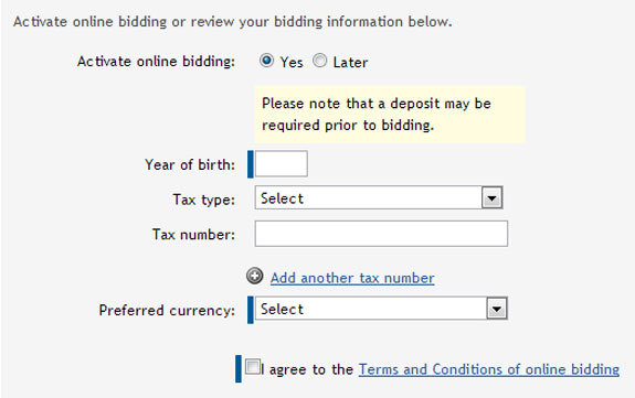 Activate online bidding