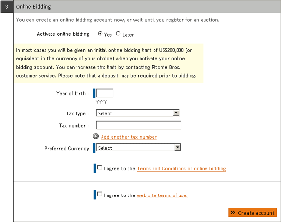 Activate online bidding