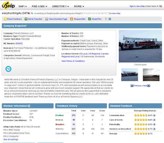 Read feedback about each carrier