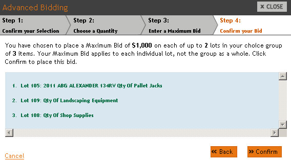 Confirm your bid