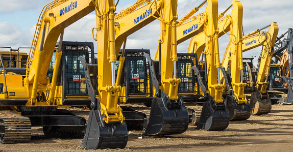 Komatsu equipment on Ritchie Bros. auction ramp