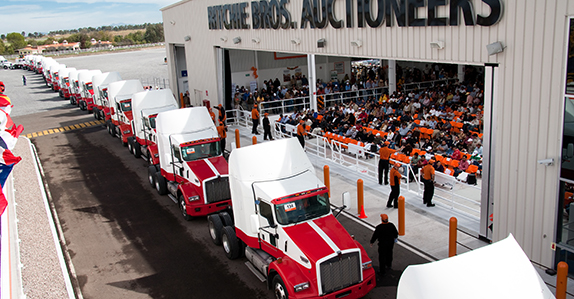 Selling trucks at a Ritchie Bros. transport truck auction. Selling trucks at a Ritchie Bros. transport truck auction.