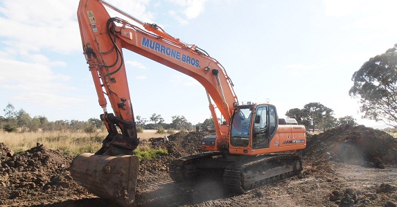 An hydraulic excavator busy at work