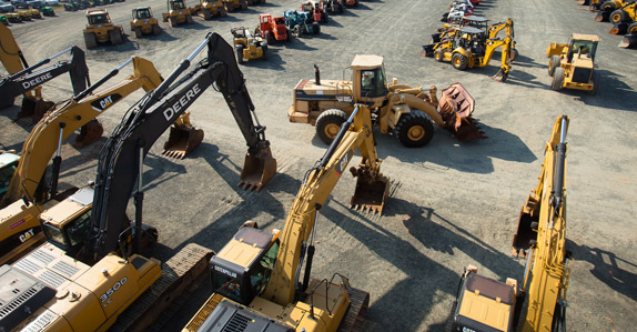 Large selection of mining equipment in Raleigh Durham, NC auction yard