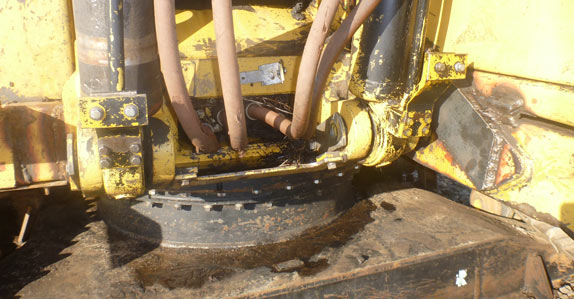 Excavator component close up