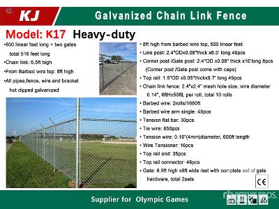 Unused 2025 KJ K17 500 ft x 6 ft 6 in Galvanized C ... Fencing Unused 2025 KJ K17 500 ft x 6 ft 6 in Galvanized C ... Fencing