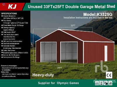 Unused 2025 KJ  K3325G  25 ft x 33 ft Double Garage Met ...  Storage Building