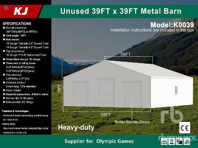 Unused 2025 KJ  K0039  39 ft x 39 ft Metal Garage (Unused)  Storage Building