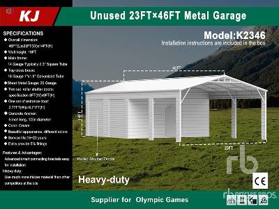 Unused 2025 KJ  K2346  23 ft x 46 ft Metal Garage (Unused)  Storage Building