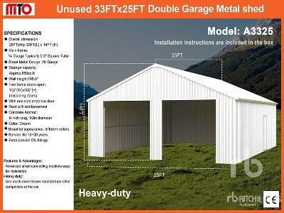 Unused 2025 MTO A3325 Double Garage Metal (Unused) Shed Unused 2025 MTO A3325 Double Garage Metal (Unused) Shed