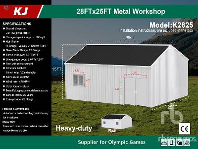 Unused 2025 KJ  K2825  25 ft x 28 ft Metal Workshop (U ...  Mobile Structure - Other