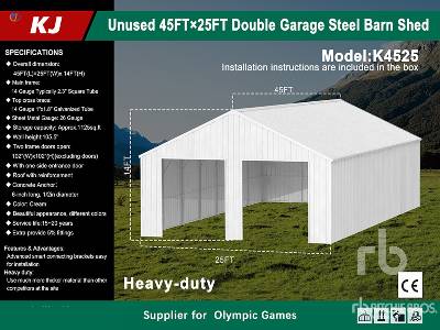 Unused 2025 KJ  K4525  25 ft x 45 ft Double Garage Met ...  Storage Building