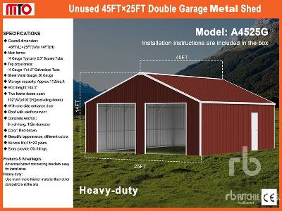 Unused 2025 MTO A4525G Double Garage Metal (Unused) Shed Unused 2025 MTO A4525G Double Garage Metal (Unused) Shed