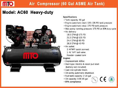 Unused 2025 MTO AC60 26.8 cfm 60 gal (Unused) Air Compressor Unused 2025 MTO AC60 26.8 cfm 60 gal (Unused) Air Compressor
