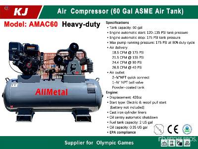 Unused 2025 KJ AMAC60 18.5 cfm Skid-Mounted 60 gal (U ... Air Compressor Unused 2025 KJ AMAC60 18.5 cfm Skid-Mounted 60 gal (U ... Air Compressor