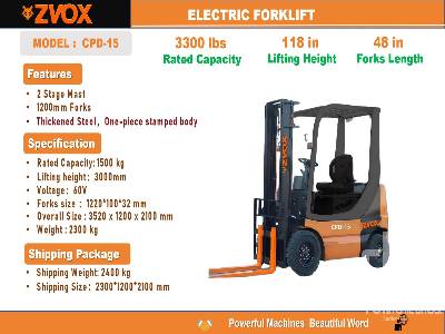 Unused 2025 ZVOX  CPD-15  3300 lb (Unused)  Electric Forklift