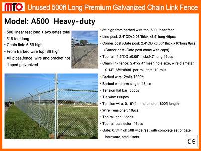 Unused 2025 MTO  A500  500 ft x 7 ft Galvanized Chain  ...  Site Fence
