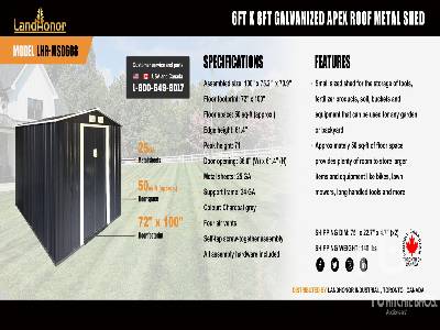 Unused 2024 LANDHONOR  LHR-MS0608  6 ft x 8 ft (Unused)  Shed