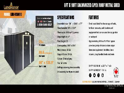 Unused 2024 LANDHONOR  LHR-MS0810  8 ft x 10 ft (Unused)  Shed