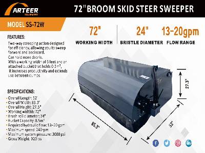 Unused 2025 ARTEER SS-72W 72 in (Unused) Skid Steer Broom Unused 2025 ARTEER SS-72W 72 in (Unused) Skid Steer Broom