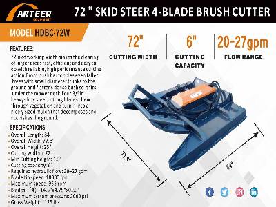 Unused 2025 ARTEER HDBC-72W 72 in (Unused) Skid Steer Brush Cutter Unused 2025 ARTEER HDBC-72W 72 in (Unused) Skid Steer Brush Cutter