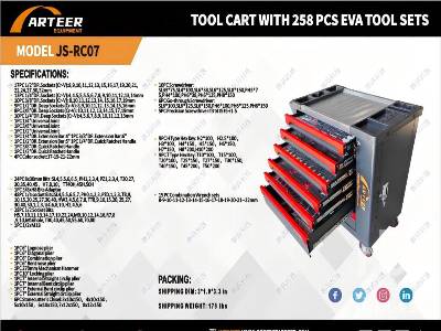 Unused 2025 ARTEER JS-RC07 Tool Box w/ 258 Piece EVA Tool ... Hand Tools Unused 2025 ARTEER JS-RC07 Tool Box w/ 258 Piece EVA Tool ... Hand Tools