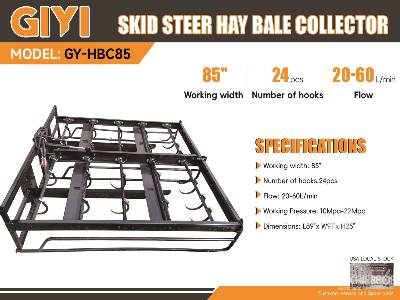 Unused 2025 GIYI GY-HBC85 85 in Skid Steer Hay Bale Colle ... Reconditioner Unused 2025 GIYI GY-HBC85 85 in Skid Steer Hay Bale Colle ... Reconditioner