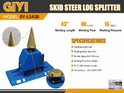 Unused 2025 GIYI  GY-LS43B  43 in (Unused)  Skid Steer Wood Splitter