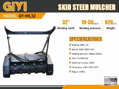 Unused 2025 GIYI  GY-ML32  32 in (Unused)  Skid Steer Mulcher