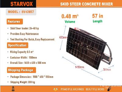 Unused 2025 STARVOX SV-CM57 Mini (Unused) Skid Steer Concrete Mixer Unused 2025 STARVOX SV-CM57 Mini (Unused) Skid Steer Concrete Mixer