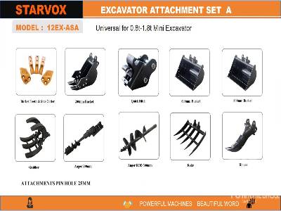 Unused 2025 STARVOX  12EX-ASA  Quantity of (9) Mini Excavator  ...  Excavator Attachment - Other