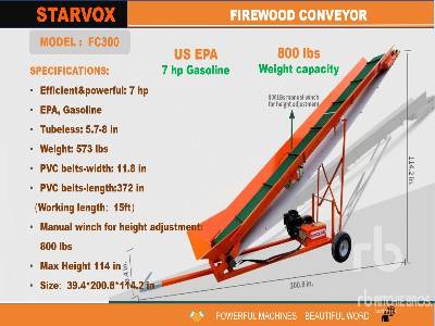 Unused 2025 STARVOX FC300 12 in x 15 ft Portable Fire Woo ... Conveyor Unused 2025 STARVOX FC300 12 in x 15 ft Portable Fire Woo ... Conveyor