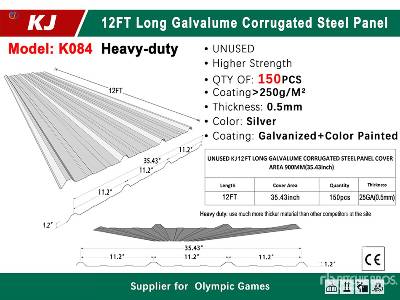 Unused 2025 KJ K084 Quantity of (150) 35 in x 12 ft ... Steel Unused 2025 KJ K084 Quantity of (150) 35 in x 12 ft ... Steel