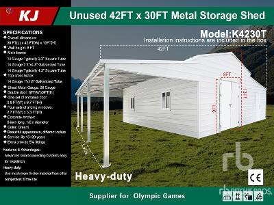 Unused 2025 KJ  K4230T  42 ft x 30 ft Metal Storage (Un ...  Shed