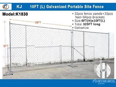 Unused 2025 KJ K1830 10 ft x 6 ft Chain Link Tempora ... Site Fence Unused 2025 KJ K1830 10 ft x 6 ft Chain Link Tempora ... Site Fence