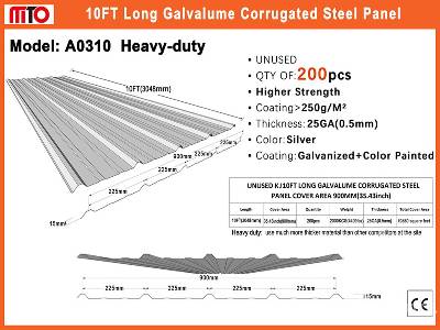 Unused 2025 MTO A0310 Quantity of (200) Galvalume Cor ... Steel Unused 2025 MTO A0310 Quantity of (200) Galvalume Cor ... Steel