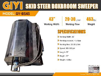 Unused 2025 GIYI  GY-BS43  43 in Mini (Unused)  Skid Steer Broom