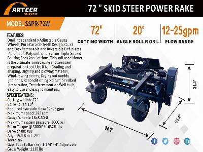 Unused 2025 ARTEER  SSPR-72W  72 in (Unused)  Skid Steer Rake
