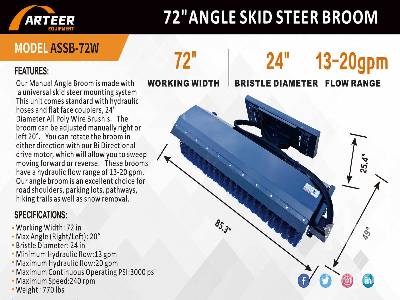 Unused 2025 ARTEER ASSB-72W 72 in (Unused) Skid Steer Broom Unused 2025 ARTEER ASSB-72W 72 in (Unused) Skid Steer Broom