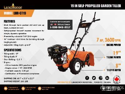 Unused 2025 LANDHONOR  LHR-GT19  19 in (Unused)  Rototiller