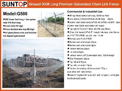Unused 2025 SUNTOP  G500  500 ft x 7 ft Galvanized Chain  ...  Fencing