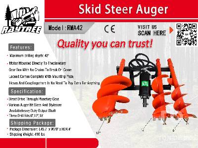 Unused 2025 RAYTREE  RMA42  (3) Auger Bits w/ (Unused)  Skid Steer Auger