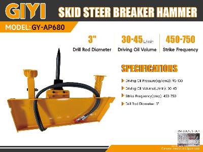 Unused 2025 GIYI GY-AP680 (Unused) Skid Steer Hydraulic Hammer Unused 2025 GIYI GY-AP680 (Unused) Skid Steer Hydraulic Hammer