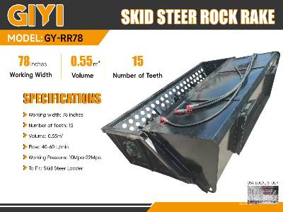Unused 2025 GIYI GY-RR78 78 in Skid Steer Rock Rake (Unused) Skid Steer Attachment - Other Unused 2025 GIYI GY-RR78 78 in Skid Steer Rock Rake (Unused) Skid Steer Attachment - Other