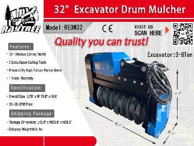 Unused 2025 RAYTREE  REDM32  32 in Excavator - Fits Excavato ...  Masticating Head
