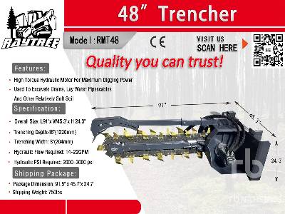 Unused 2025 RAYTREE  RMT48  48 in (Unused)  Skid Steer Trencher