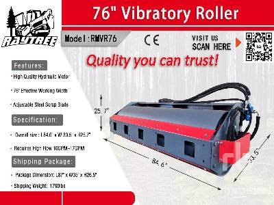 Unused 2025 RAYTREE  RMVR76  76 in (Unused)  Skid Steer Vibratory Roller